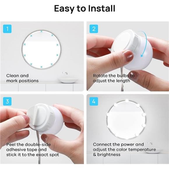 LED Vanity Lights For Mirror,Hollywood Style Vanity Lights With 10Dimmable Bulbs - Picture 6 of 6